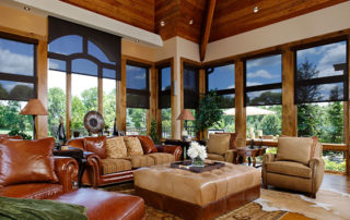 Shades Luxury living room with smart home windows