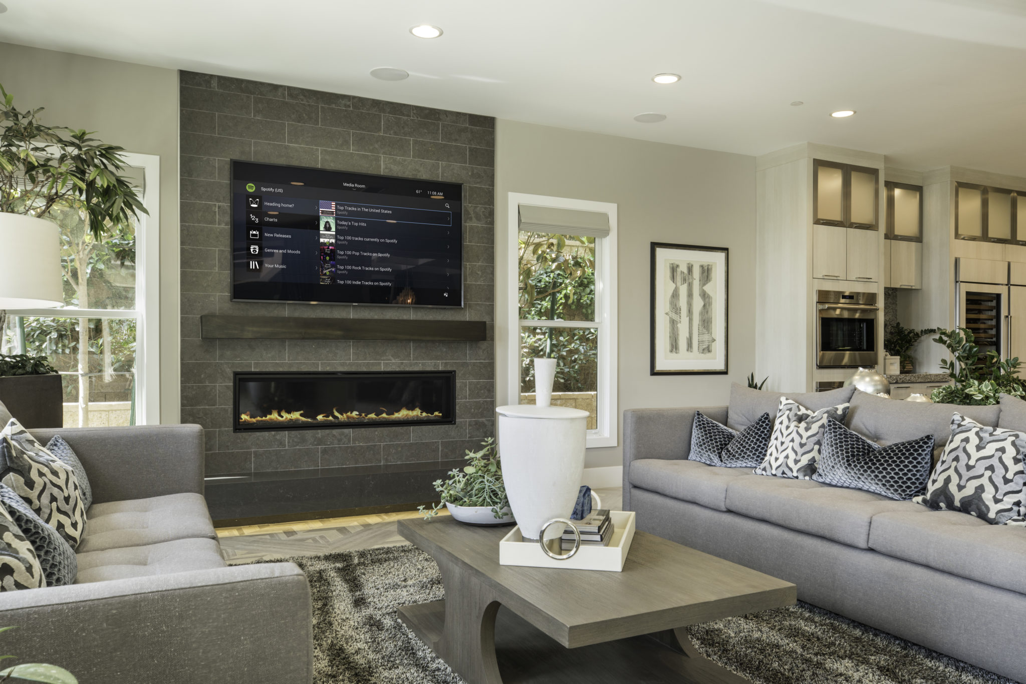 Smart home living room with smart TV